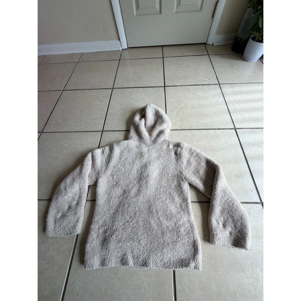 Barefoot Dreams CozyChic Womens Small Taupe Hooded Zip Jacket Lounge
